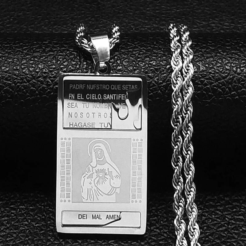 The Virgin Mary WWJD Stainless Steel Necklace