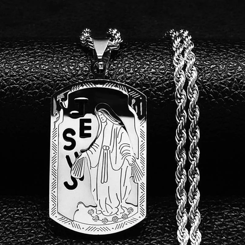 The Virgin Mary WWJD Stainless Steel Necklace