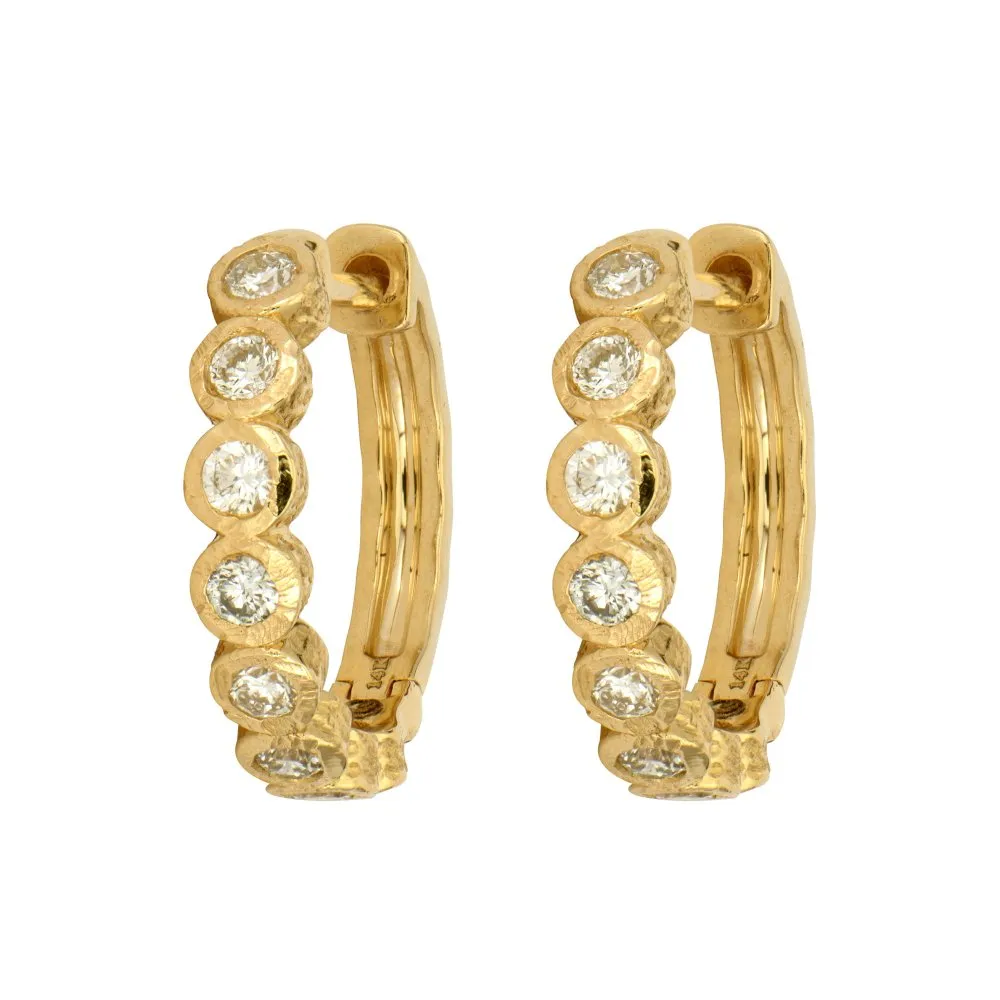 Three Stories 14K Classic Bezel Hoop Earrings