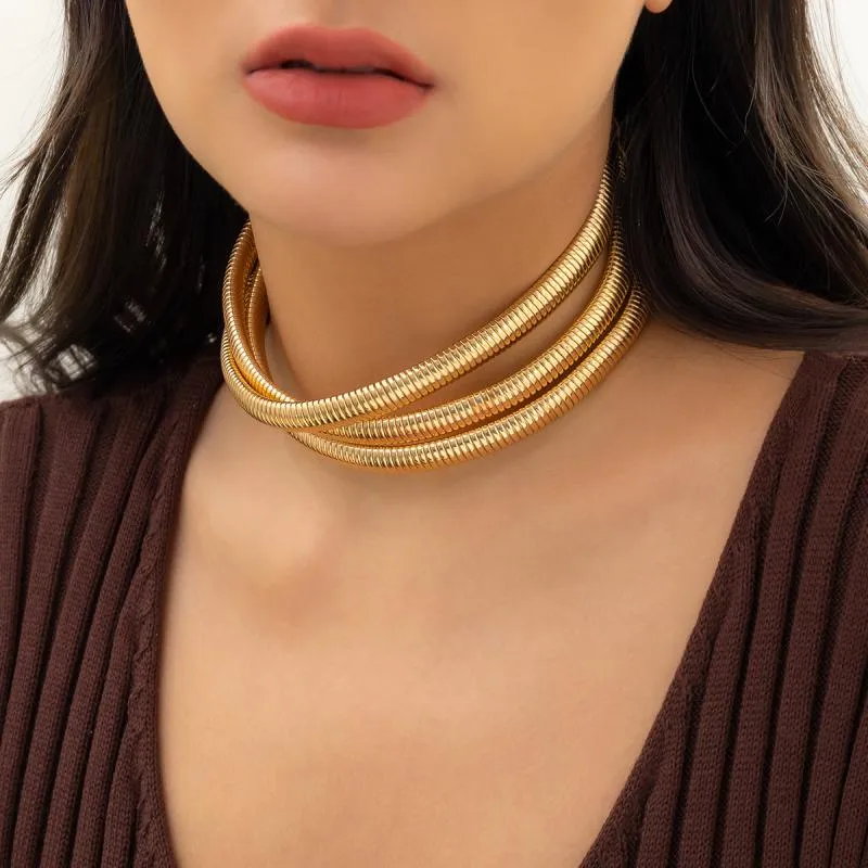 Three-tone Layer Snake Chain Choker