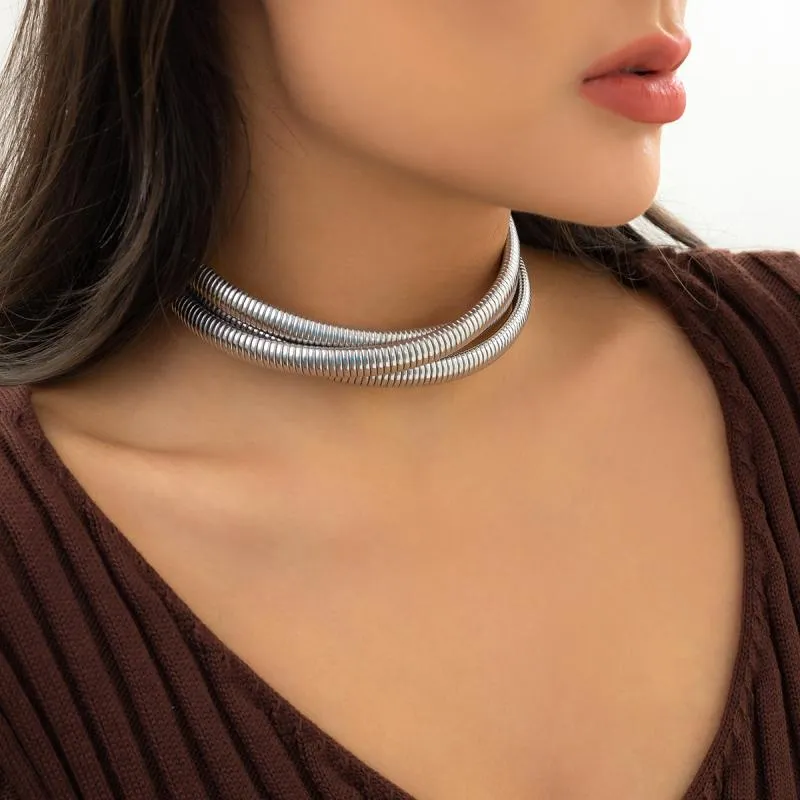 Three-tone Layer Snake Chain Choker