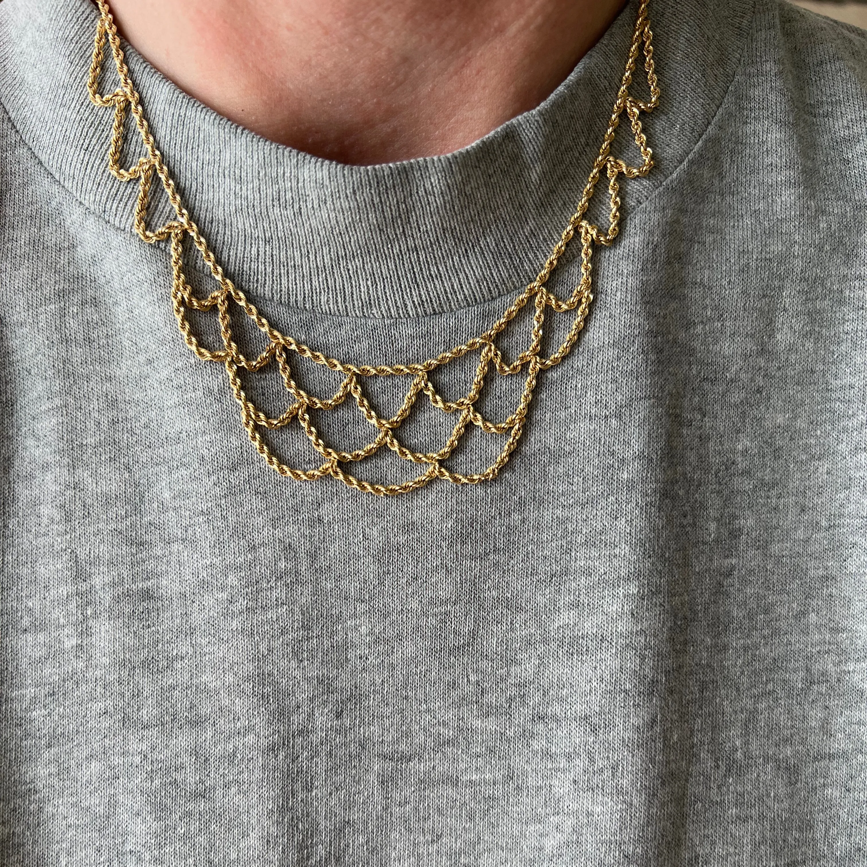 V I N T A G E // like lace / 14k Michael Anthony rope chain lace necklace / 18.25 max length