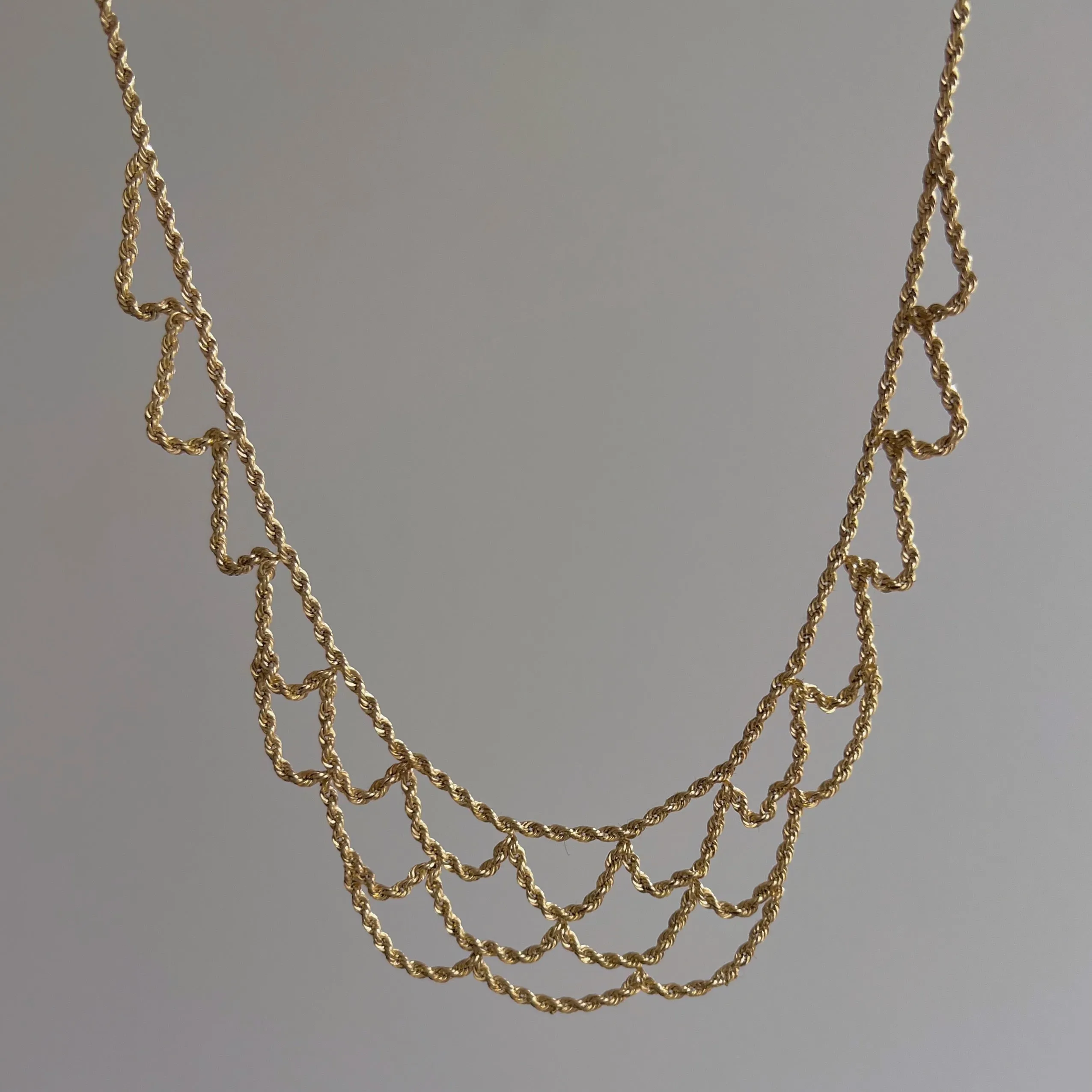 V I N T A G E // like lace / 14k Michael Anthony rope chain lace necklace / 18.25 max length