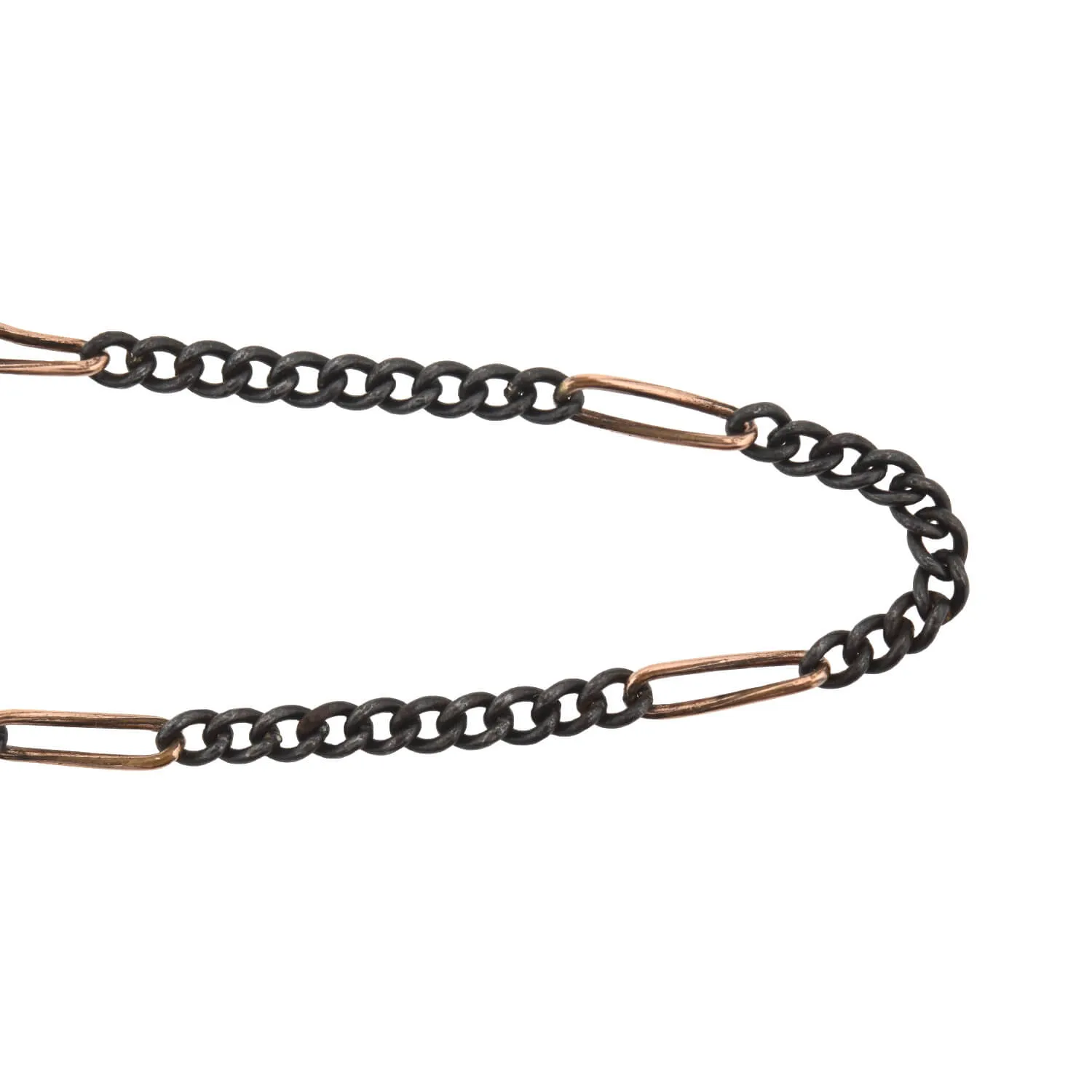 Victorian Gunmetal   9kt Rose Gold Link Chain 56"