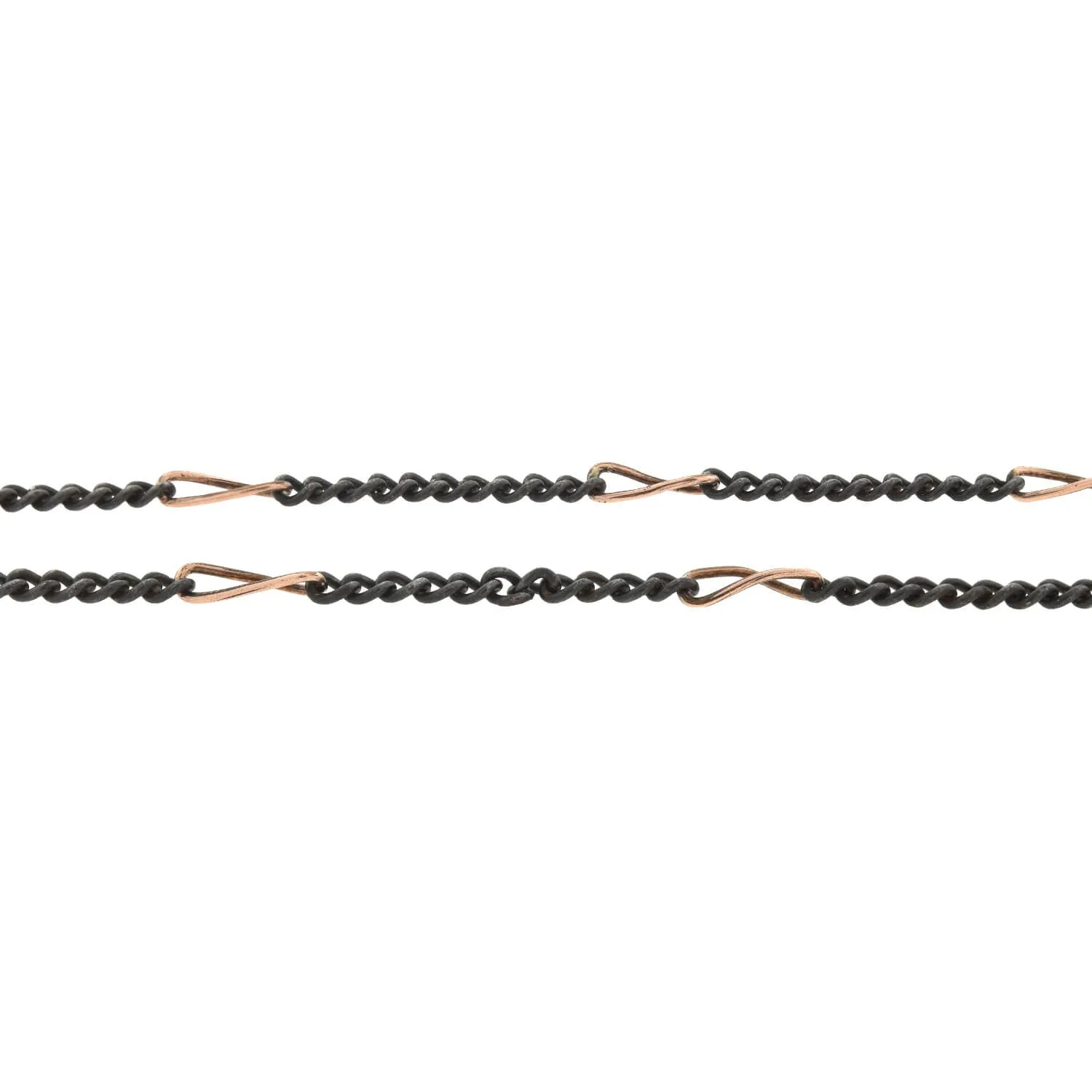 Victorian Gunmetal   9kt Rose Gold Link Chain 56"