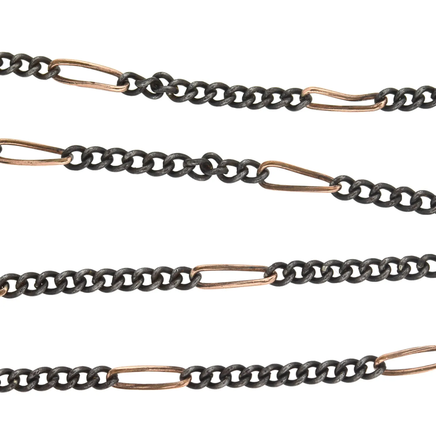 Victorian Gunmetal   9kt Rose Gold Link Chain 56"