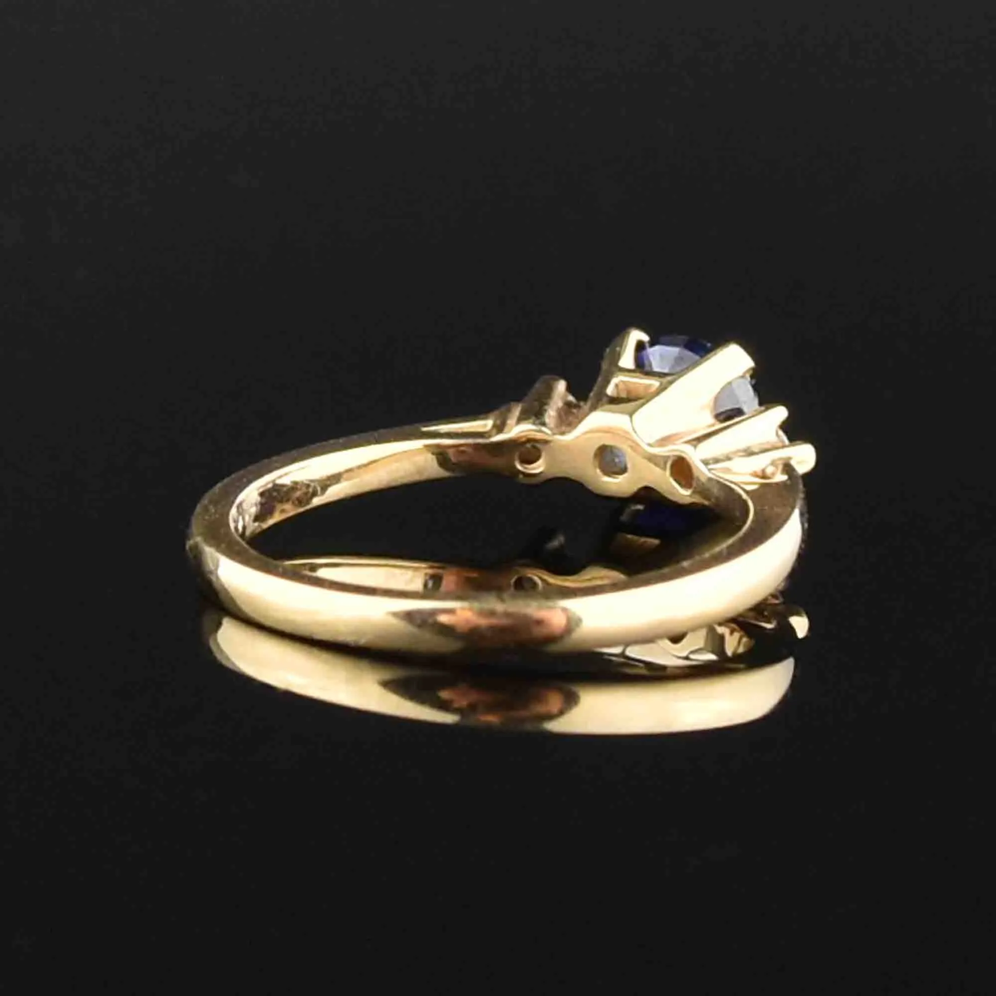 Vintage 14K Gold Diamond Sapphire Engagement Ring