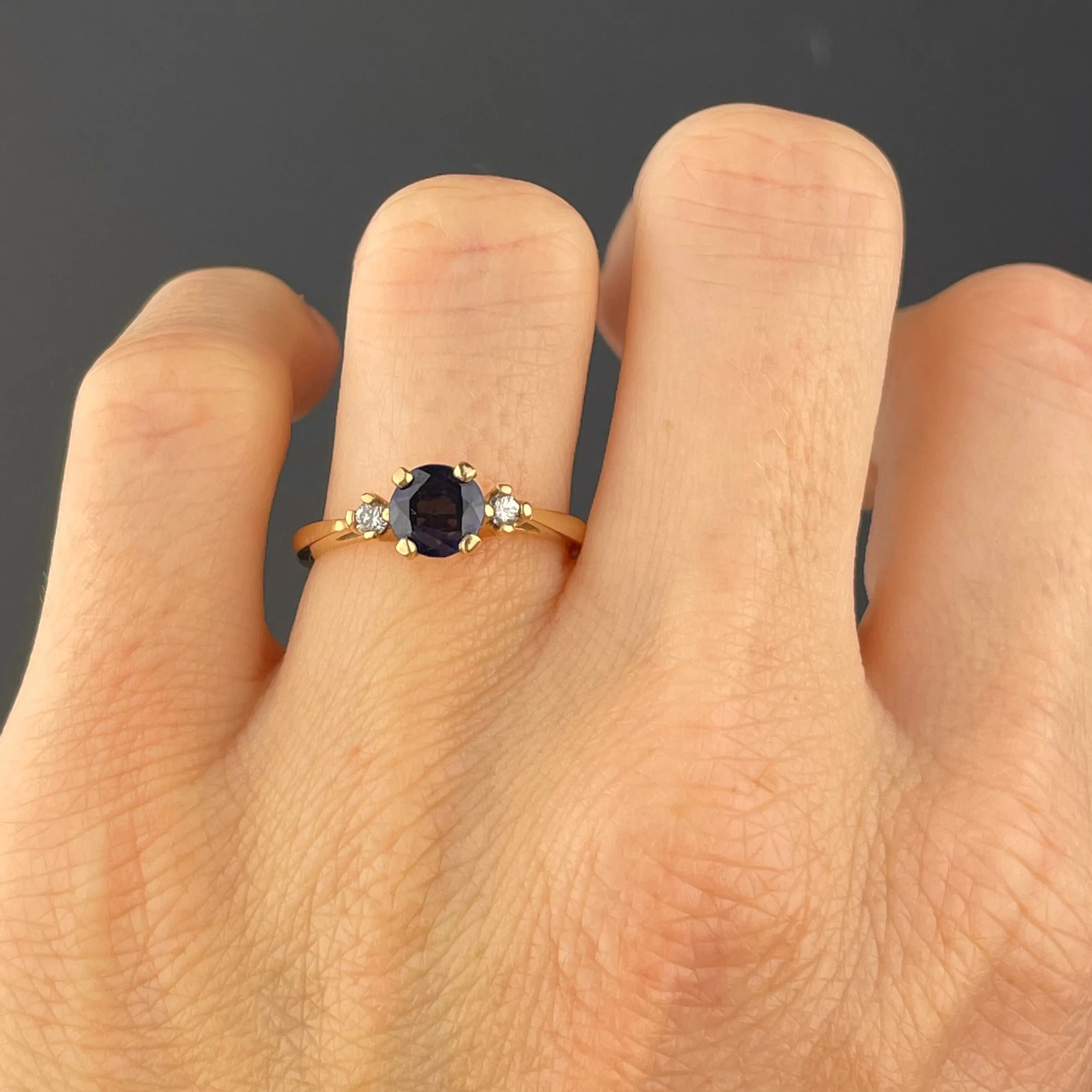 Vintage 14K Gold Diamond Sapphire Engagement Ring