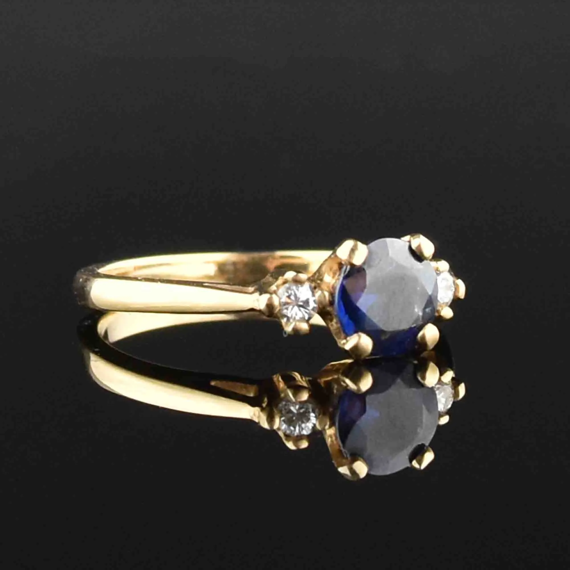 Vintage 14K Gold Diamond Sapphire Engagement Ring