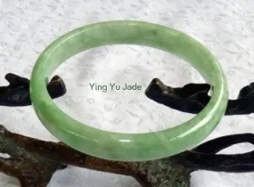 Vintage Slender Varied Green Veins  Burmese Jadeite Jade Bangle Bracelet Small Size 54mm (TI-2857)