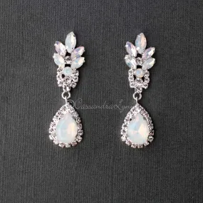 White and Pink Opal Crystal Earrings