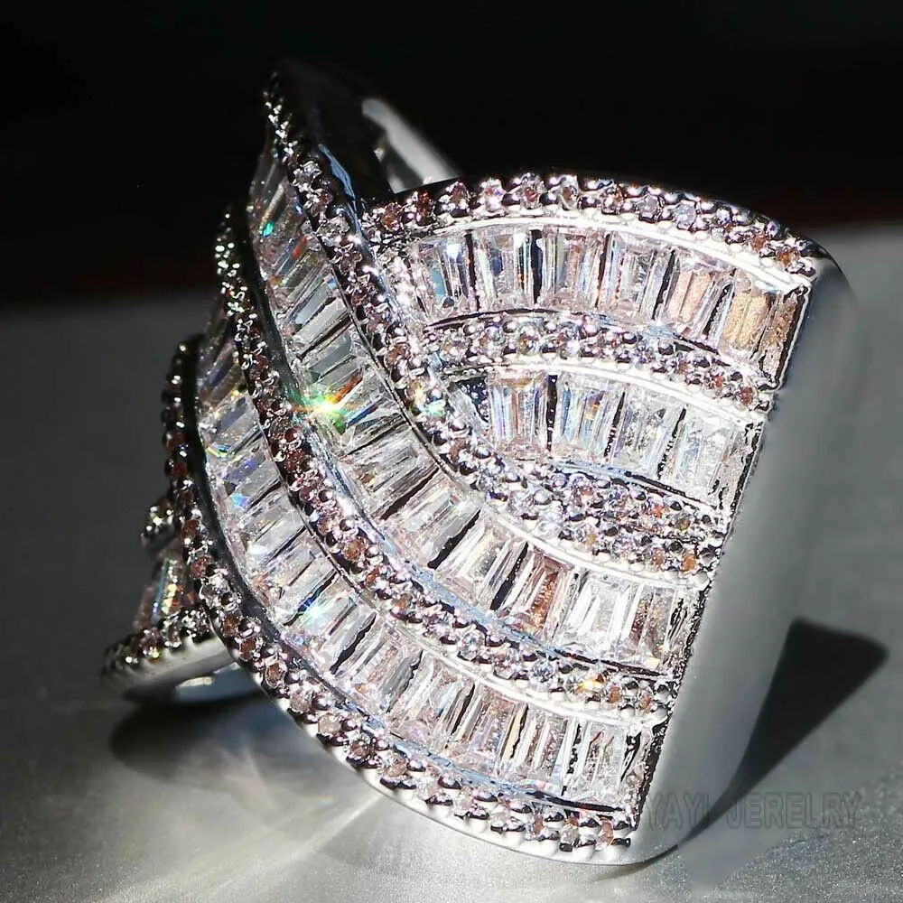 Wide Created White Sapphire Baguette Statement Ring