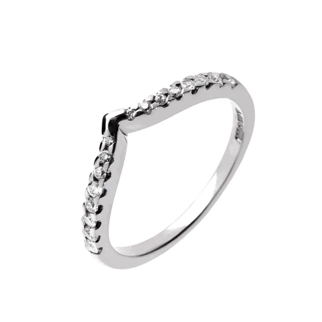 Wishbone V Shape Diamond Wedding Band