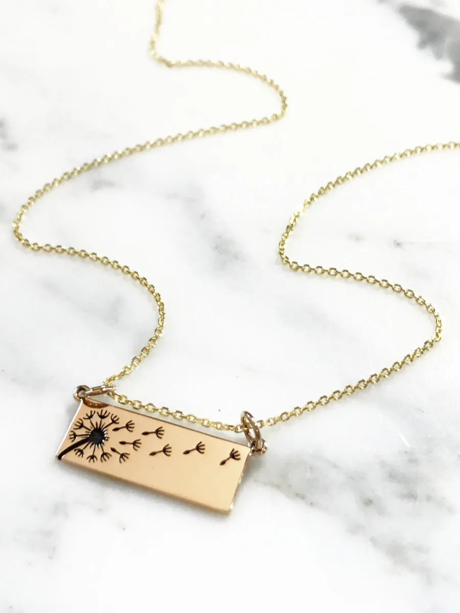 Wishing Dandelion Bar Necklace