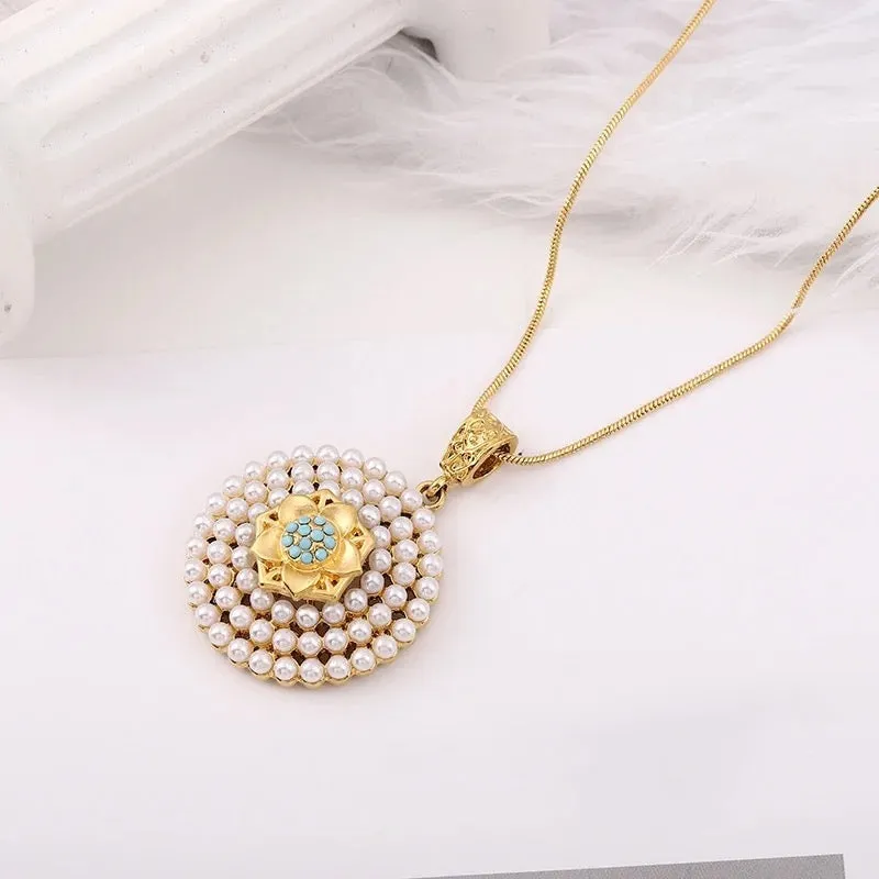 Women Fashion Gold Necklace Earring Set S4674502