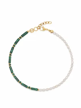 Women's Pearl Choker with Malachite