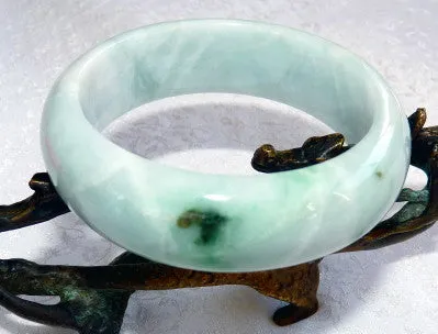 Ying Yu's Jewelry Box Wide Free Spirit Burmese Jadeite Bangle Bracelet 58 mm (fits like 54-55 mm) BB2935)