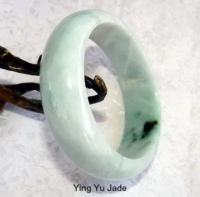 Ying Yu's Jewelry Box Wide Free Spirit Burmese Jadeite Bangle Bracelet 58 mm (fits like 54-55 mm) BB2935)